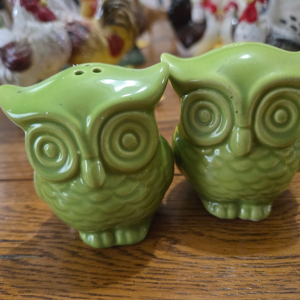 Green Owl Salt and Pepper Shakers